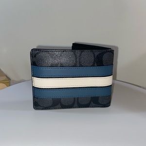 Men’s Coach Wallet Varsity Stripe Navy